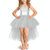 Gray Girls Lace Sling Dress Mesh Tutu Party Dress, KId Size:5-6 age110-120cm
