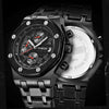 OCHSTIN 6100D Multifunctional Quartz Waterproof Luminous Steel Strap Men Watch(Black 02)