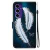 For Samsung Galaxy A16 Crystal Texture Colored Drawing Leather Phone Case(White Butterfly Feathers)