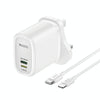 Yesido YC43 PD 20W USB-C / Type-C + 8 Pin Travel Charger with 1m Type-C to 8 Pin Cable, UK Plug(White)