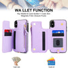For iPhone X / XS Double Flap Zipper RFID Leather Phone Case with Short Lanyard(Light Purple)