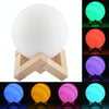 10cm Patted 3D Print Jupiter Lamp, USB Charging 7-Color Changing Energy-saving LED Night Light with Wooden Holder Base