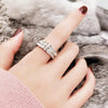 Girls Simple Titanium Steel Diamond Ring, Size: US Size 6(Double Row Rose Gold)