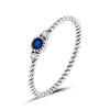 S925 Sterling Silver Dark Blue Zircon Platinum Plated Twist Texture Women Ring, Size:6
