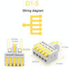 5pcs D1-5 Push Type Mini Wire Connection Splitter Quick Connect Terminal Block(Yellow)