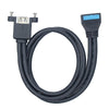 Double USB 3.0 with Fixed Screw Hole to 20 Pin Elbow Extension Cable, Length:0.5m(Black)