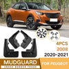 For Peugeot 2008 2020-2023 4pcs/Set Car Auto Soft Plastic Splash Flaps Fender Guard