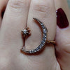 Female Star Moon Rings Crystal Ring Staking Jewelry(Rose Gold)