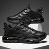Men Air Cushion Sneakers Low Top Lace Running Shoes Mesh Breathable Sports Shoes, Size: 41(Black Gold)