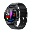E400 1.39 inch HD Round Screen Leather Strap Smart Watch Supports ECG Monitoring/Non-invasive Blood Sugar(Black)