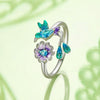 S925 Sterling Silver Bird Flower Opening Adjustable Ring(BSR536-E)