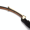 100cm Women Adjustable Leather Decorative Belt Casual Jeans Gold Buckle Thin Belt(Grey)