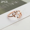 2 PCS Charms Tolive Tree Branch Leaves Adjustable Open Ring for Women(Rose Gold)