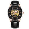 Ochstin 2002C Men  Automatic Hollow Leather Mechanical Watch Business Waterproof Night Light Men Watch Mechanical Watch(Black)