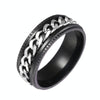 2 PCS Men Stainless Steel Embossed Turnable Chain Rings, Color: Black Steel Color(7)