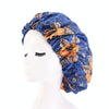 TJM-434 Printed Double-Layer Night Hat With Satin Lining Elastic Wide Brim Headscarf Hat, Size: One Size Adjustable(Orange Flower Royal Blue)