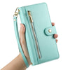For Redmi K70 Nine Card-slot Zipper Wallet Bag Leather Phone Case(Mint Green)