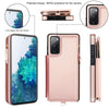 For Samsung Galaxy S20 FE Double Flap Zipper RFID Leather Phone Case with Short Lanyard(Rose Gold)