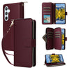 For Samsung Galaxy A54 Nine-card Slots Zipper Wallet Bag Leather Phone Case(Wine Red)