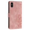 For iPhone XS / X Tulips Embossed Leather Phone Case with Lanyard(Pink)