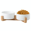 Elevated Ceramic Cat & Small Dog Bowls - White, 13cm, 400ml (2 Bowls)