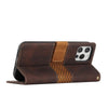 For iPhone 15 Pro Grid Stitching Leather Phone Case with Lanyard(Brown)