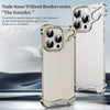 For iPhone 15 Pro Frameless Metal Corner Pad Phone Case with Lens Film(Black)