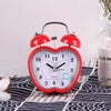 Children Cartoon Apple-Shaped Bedside Mute Desk Clock Metal Bell Digital Alarm Clock(Red)