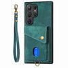 For Samsung Galaxy S25 Ultra 5G Retro Card Wallet Fold Leather Phone Case with Strap(Green)