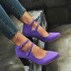 Women Shoes Plus Size Double Buckle Heel Heels, Size:38(Purple)