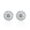 XEA005 925 Silver Flower Earrings Female Personality Flowers Round Earrings(White)