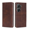 For Asus Zenfone 9 Cow Texture Magnetic Horizontal Flip Leather Phone Case(Dark Brown)