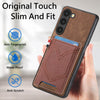 For Samsung Galaxy S25 Ultra 5G Denim Texture Leather Skin Phone Case with Card Slot(Brown)