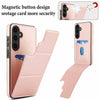 For Samsung Galaxy S25+ 5G Tri-fold Holder Leather Phone Case with Card Slot(Rose Gold)