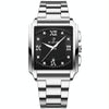 BINBOND B4143 Rectangular Outdoor Men Waterproof Quartz Watches(White Steel-Black)