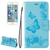 For  iPhone 8 & 7   Pressed Flowers Butterfly Pattern Horizontal Flip Leather Case with Holder & Card Slots & Wallet(Blue)