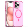 For iPhone 15 Pro Max MagSafe Frosted Translucent TPU + PC Full Coverage Phone Case(Pink)