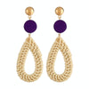 E2002-10 Purple Water Drop Bamboo Vine Handmade Woven Earrings Bosomia Style Earrings