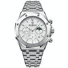 BINBOND B0161 Multifunctional Luminous Waterproof Business Quartz Watch, Color: White Steel-White