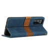 For Samsung Galaxy S20 FE Grid Stitching Leather Phone Case with Lanyard(Blue)
