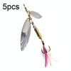 5pcs Rotation Luya Sequins Willow Leaf Feather Bait, Style: Copper Pendant Futaba 7g