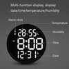 6620 12 Inch LED Simple Wall Clock Living Room Round Silent Digital Temperature And Humidity Electronic Clock(Black Frame US Plug)