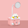 LED Mini Desk Lamp Student Dormitory With Pen Holder Sharpen Pen Desk Lamp USB Night Light(101 Cherry Pink)