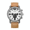 CAGARNY 6845 Fashion Dual Quartz Movement Wrist Watch with Leather Band(Brown Band White Window)