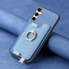 For Samsung Galaxy S25+ 5G Retro Cross Leather Ring Horizontal Insert Card Bag MagSafe Phone Case(Blue)