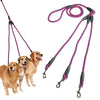 3-in-1 Dog Lead, 140cm Triple Lead for 3 Dogs, Rose Red