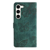 For Samsung Galaxy S25 5G Skin-feel Embossed Butterfly Leather Phone Case(Green)