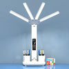 4-head Desk Lamp Foldable Reading Lamp 3-gear Color Adjustment, Spec: Plug-in Clock Model