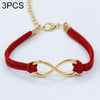 3 PCS Women Fashion Symbol Word 8 Twine Bracelets( red)