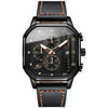 OLEVS 9950 Square Multifunctional Men Quartz Watch(Black)